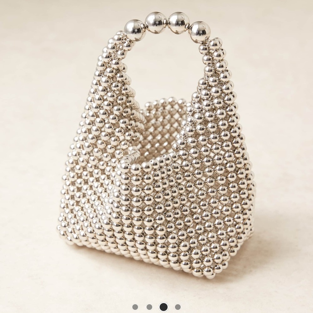 ASOS DESIGN Beaded Scoop Grab Bag in Silver